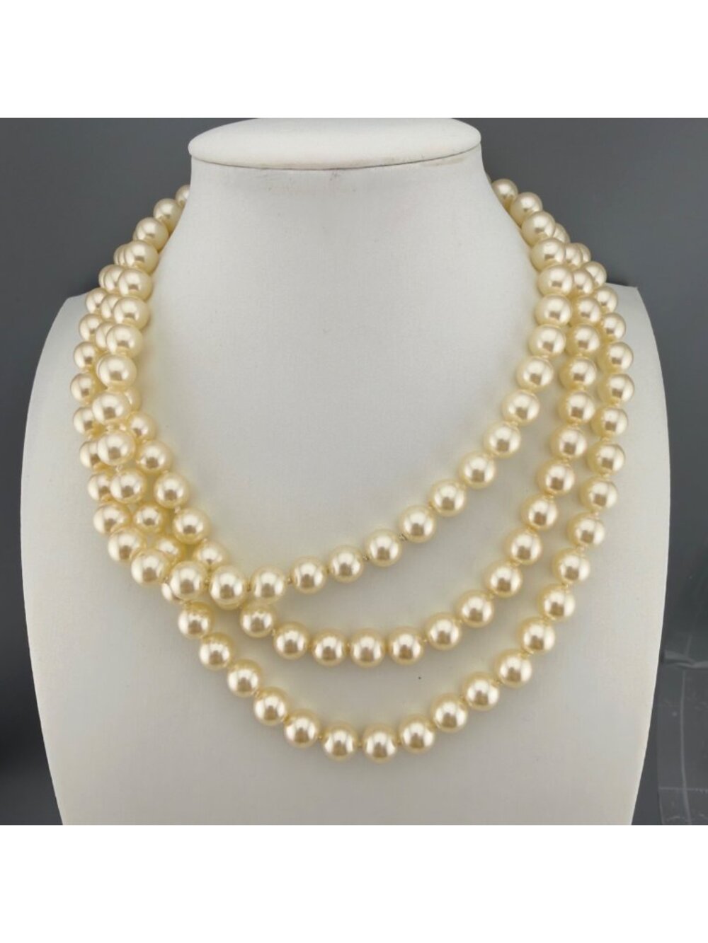 Vintage Glass Faux Pearls Necklace Opera 8mm 44” Long By Hugo